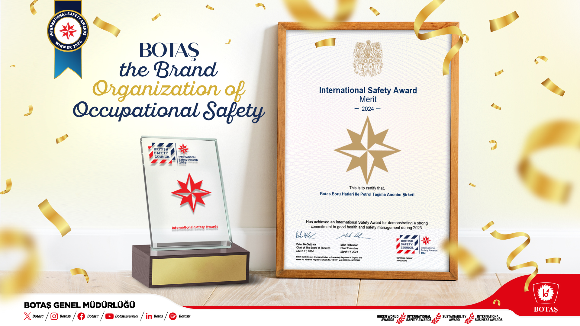BOTAŞ Wins International Safety Award
